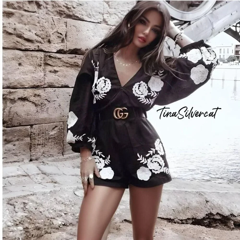 Zara Jumpsuit Romper Black White NWT